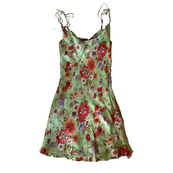 ZARA Tied Straps Floral Mini Dress Size Medium - Picture 1 of 9